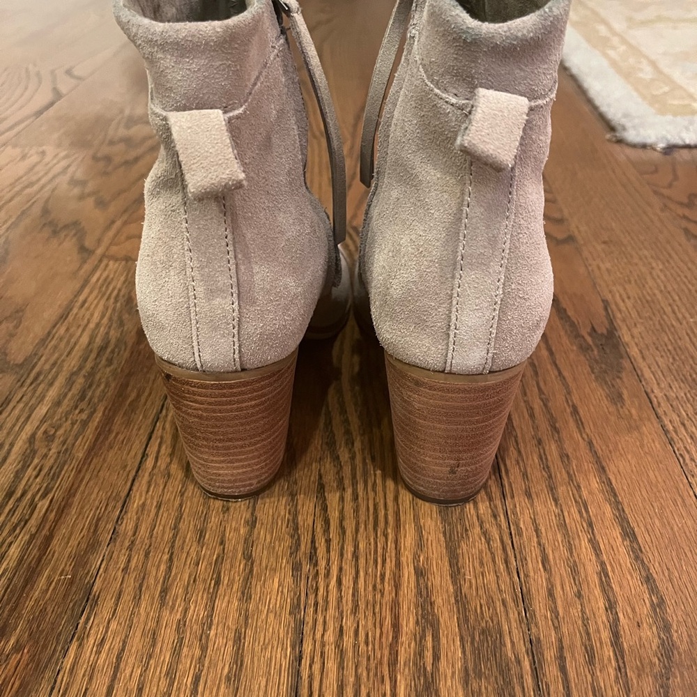 Toms Taupe Suede Booties Side Zip - Picture 4 of 8